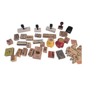 Stamps Used Wood-Mounted Rubber Stamps School Teacher, School Children HUGE LOT